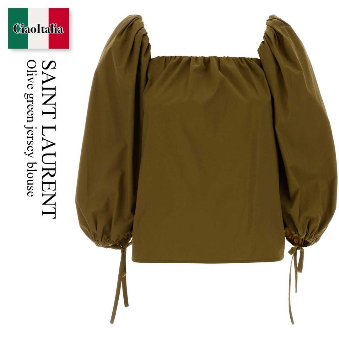 【寸法押さえる・店卸し資産境界線・早め者制覇！】 サンローラン / Saint Laurent Olive Green Jersey Blouse / 870384 Y9J07 / 870384 Y9J07 3396 / 870384Y9J07 / 870384Y9J07 3396 / 870384Y9J073396 / トップ・プルオーバー