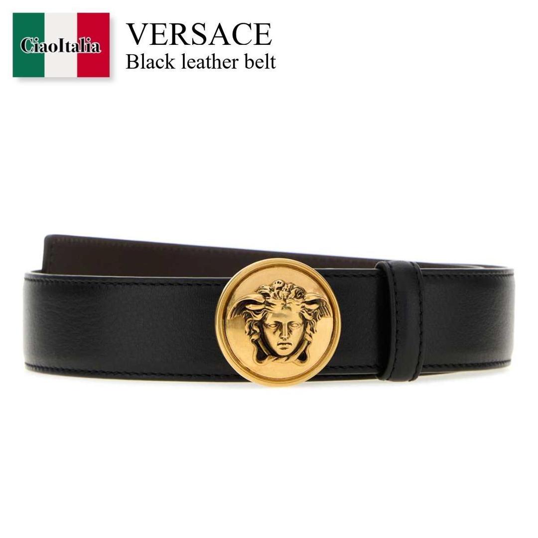 【寸法押さえる・店卸し資産境界線・早め者制覇！】 ヴェルサーチェ / Versace Black Leather Belt / 10244 10DVTP1 / 10244 10DVTP1 1B55J / 1024410DVTP1 / 1024410DVTP1 1B55J / 1024410DVTP11B55J / 三尺帯