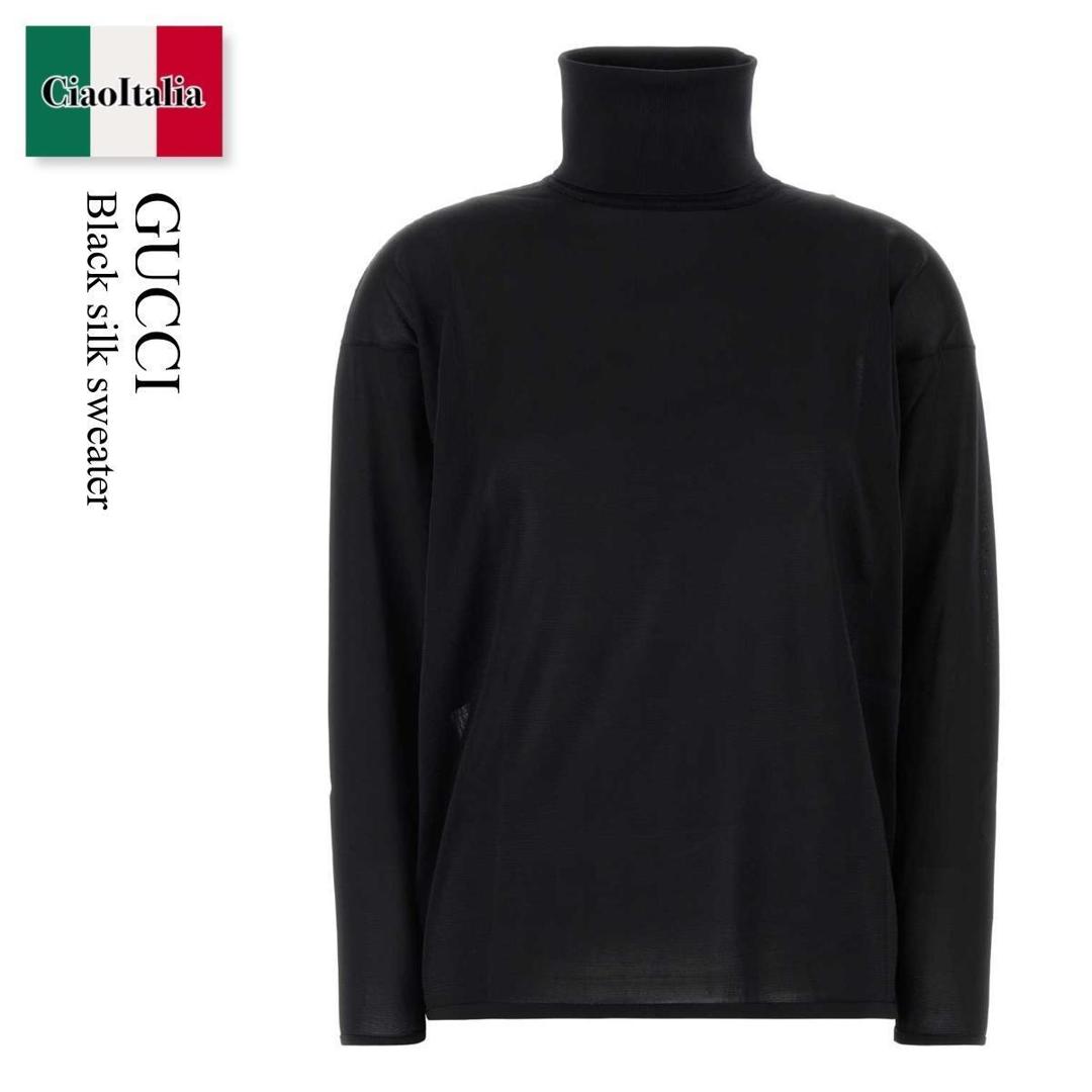 【分量制限事項・店卸し資産区分け・早め者白星！】 グッチ / Gucci Black Silk Sweater / 866809 XKFLP / 866809 XKFLP 1000 / 866809XKFLP / 866809XKFLP 1000 / 866809XKFLP1000 / 編み物・スウェーター