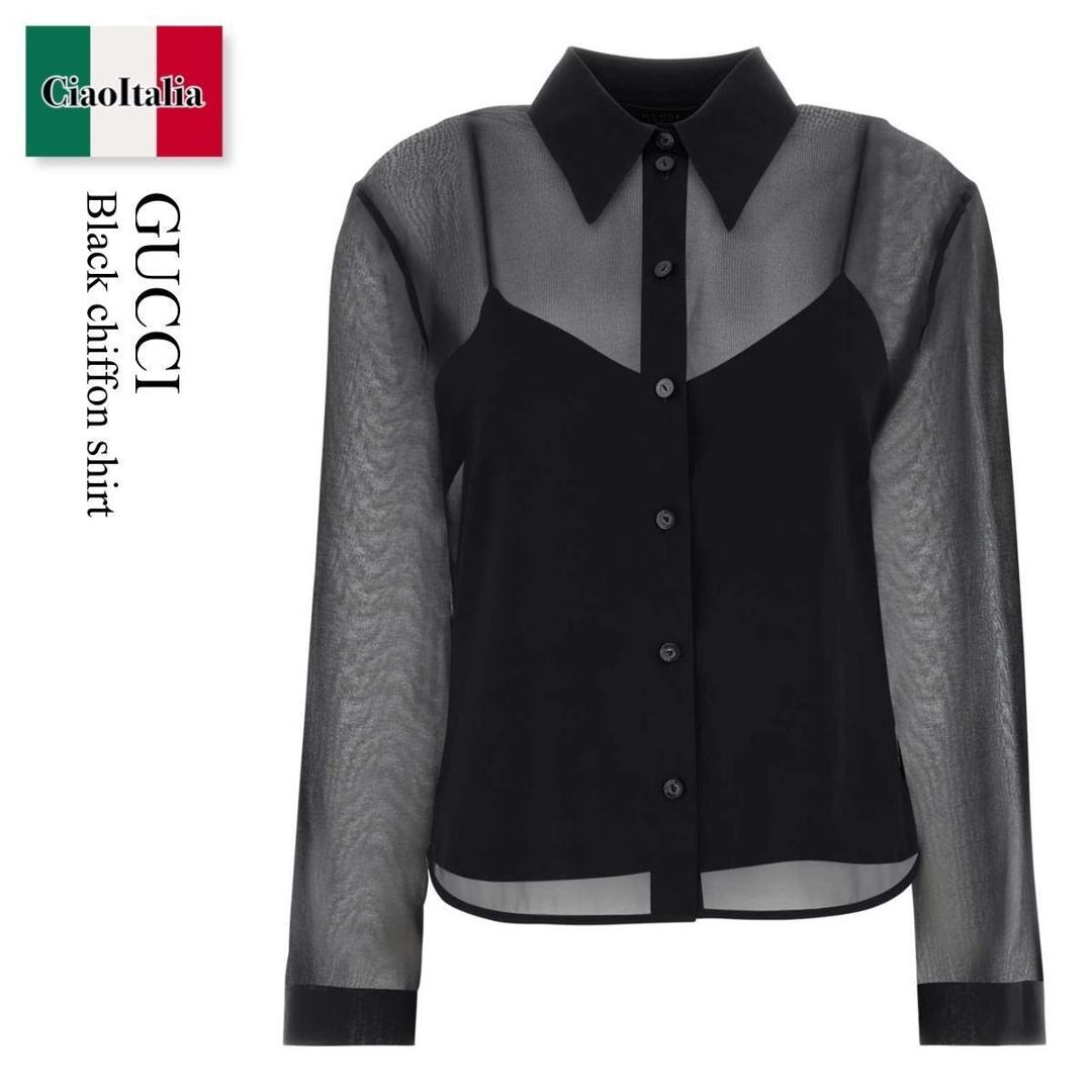 【数量限定・在庫限り・早い者勝ち!】 グッチ / Gucci Black Chiffon Shirt / 875482 ZAPE4 / 875482 ZAPE4 1000 / 875482ZAPE4 / 875482ZAPE4 1000 / 875482ZAPE41000 / ブラウス・シャツ|Ciao Italia