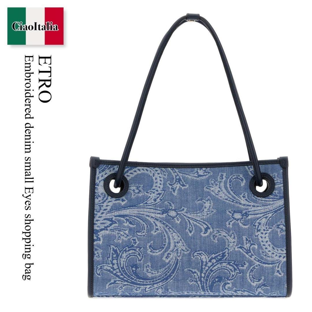 【寸法押さえる・店卸し資産境界線・早め者制覇！】 エトロ / かばん / 袋 / Etro Embroidered Denim Small Eyes Shopping Bag / WP1D0 058AQ364 / WP1D0 058AQ364 B0025 / WP1D0058AQ364 / WP1D0058AQ364 B0025 / WP1D0058AQ364B0025 / トートバッグ