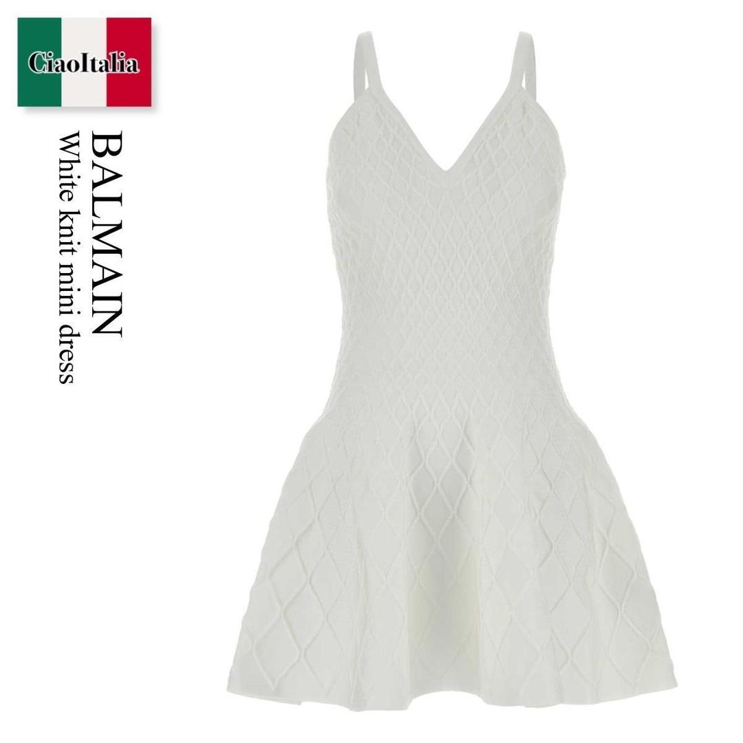 【数量限定・在庫限り・早い者勝ち！】 バルマン / Balmain White Knit Mini Dress / HF1R2927KK20 / HF1R2927KK20 0FA / HF1R2927KK200FA / ワンピース｜Ciao Italia