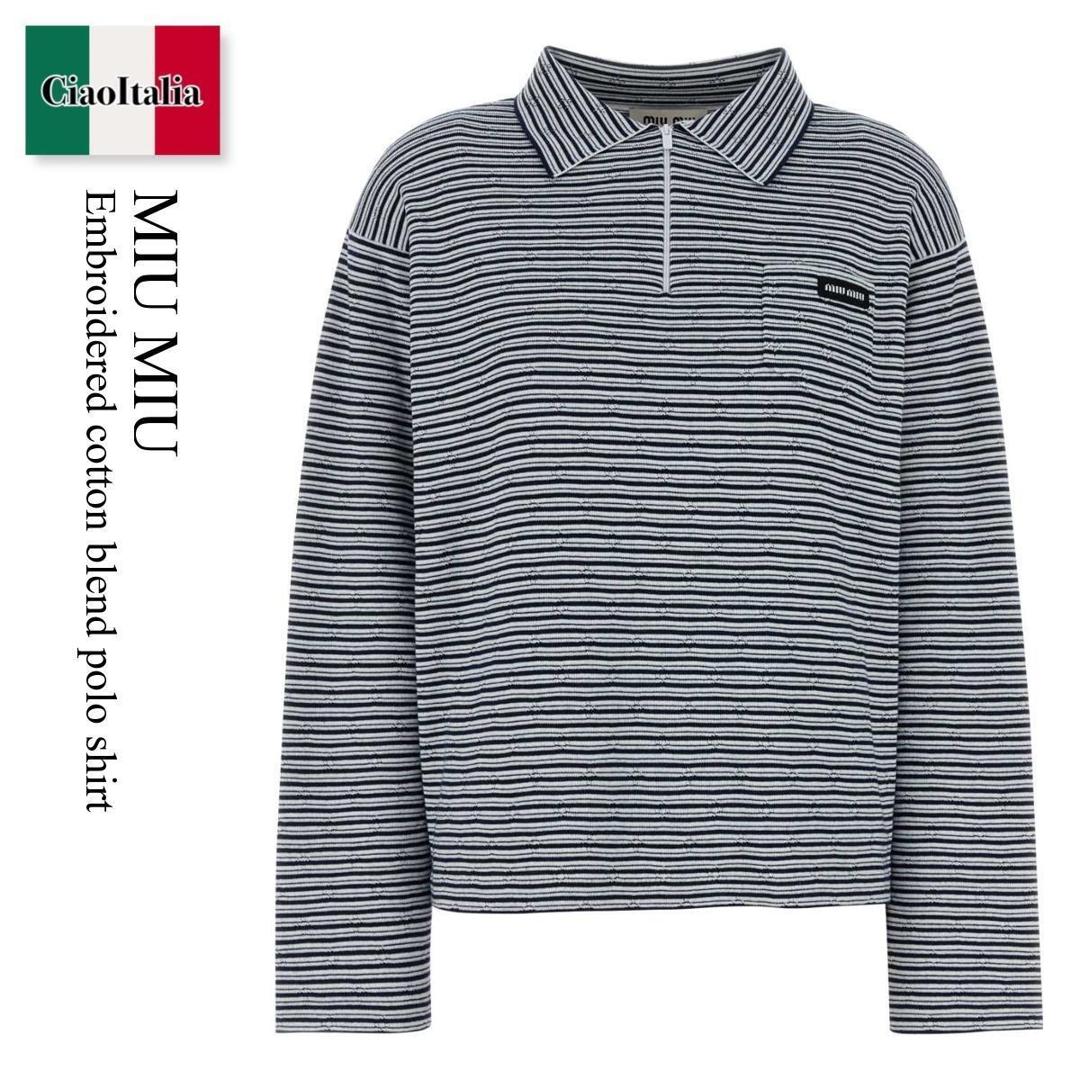 【寸法押さえる・店卸し資産境界線・早め者制覇！】 ミュウミュウ / Miu Miu Embroidered Cotton Blend Polo Shirt / MML06P F0UB0 / MML06P SOOO195I F0UB0 / MML06PSOOO195I / MML06PSOOO195I F0UB0 / MML06PSOOO195IF0UB0 / スポーツシャツ