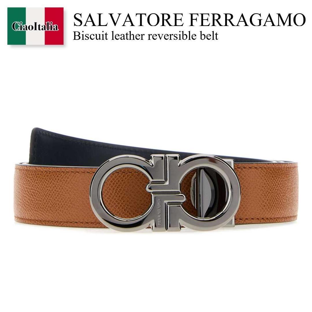【数量限定・在庫限り・早い者勝ち！】 フェラガモ / Salvatore Ferragamo Biscuit Leather Reversible Belt / 670644 791058 / 670644 791058 NATNEWNAVDKB / 670644791058 / 670644791058 NATNEWNAVDKB / 670644791058NATNEWNAVDKB / ベルト｜Ciao Italia