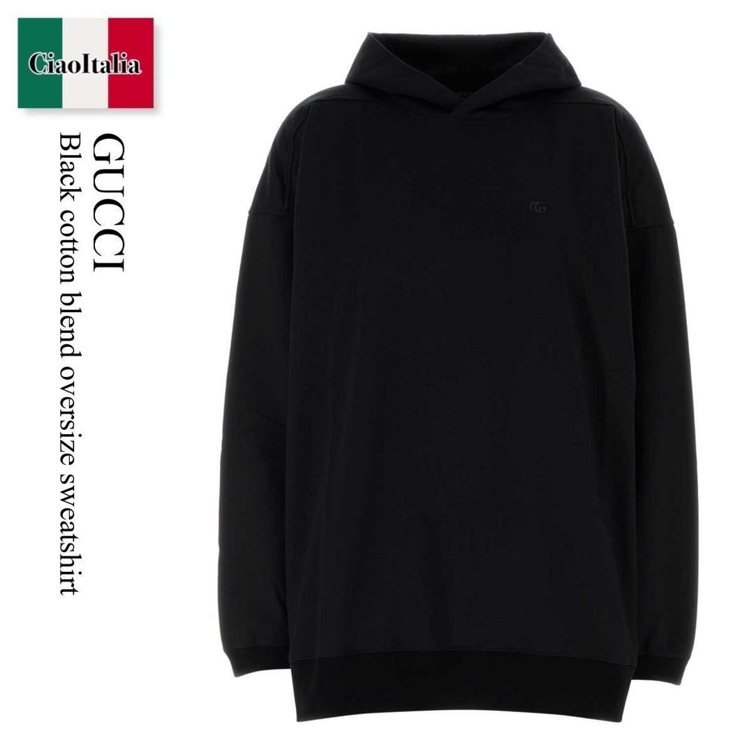 【数量限定・在庫限り・早い者勝ち！】 グッチ / Gucci Black Cotton Blend Oversize Sweatshirt / 875768 XJH1O / 875768 XJH1O 1000 / 875768XJH1O / 875768XJH1O 1000 / 875768XJH1O1000 / スウェット・トレーナー｜Ciao Italia