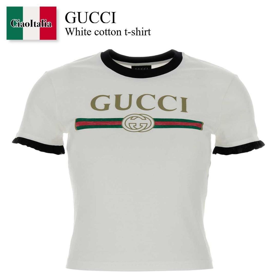 【数量限定・在庫限り・早い者勝ち!】 グッチ / Gucci White Cotton T-Shirt / 865051 XJHT3 / 865051 XJHT3 9066 / 865051XJHT3 / 865051XJHT3 9066 / 865051XJHT39066 / Tシャツ・カットソー|Ciao Italia