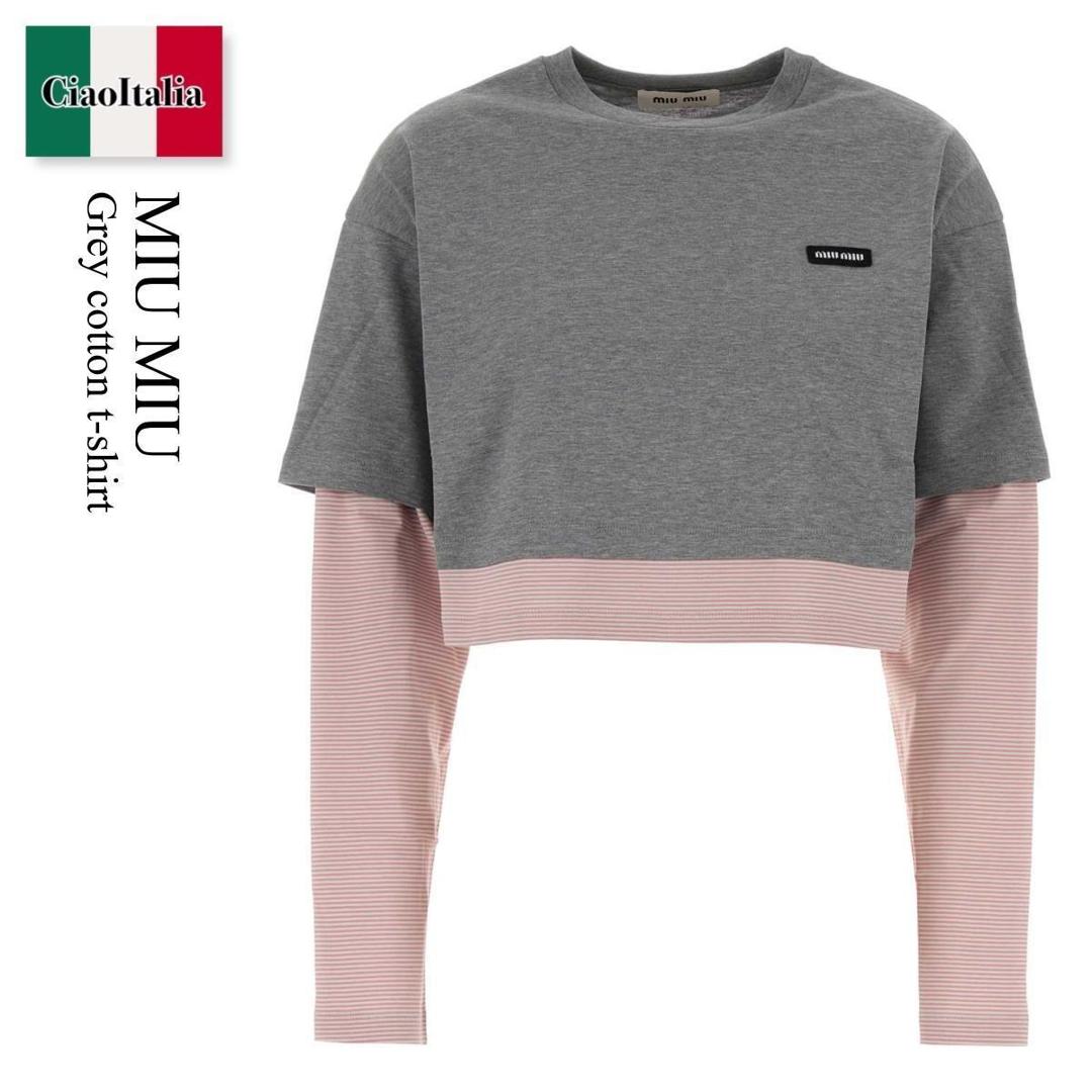 【数量限定・在庫限り・早い者勝ち!】 ミュウミュウ / Miu Miu Grey Cotton T-Shirt / MJL135 F0L5D / MJL135 SOOO17OR F0L5D / MJL135SOOO17OR / MJL135SOOO17OR F0L5D / MJL135SOOO17ORF0L5D / Tシャツ・カットソー|Ciao Italia