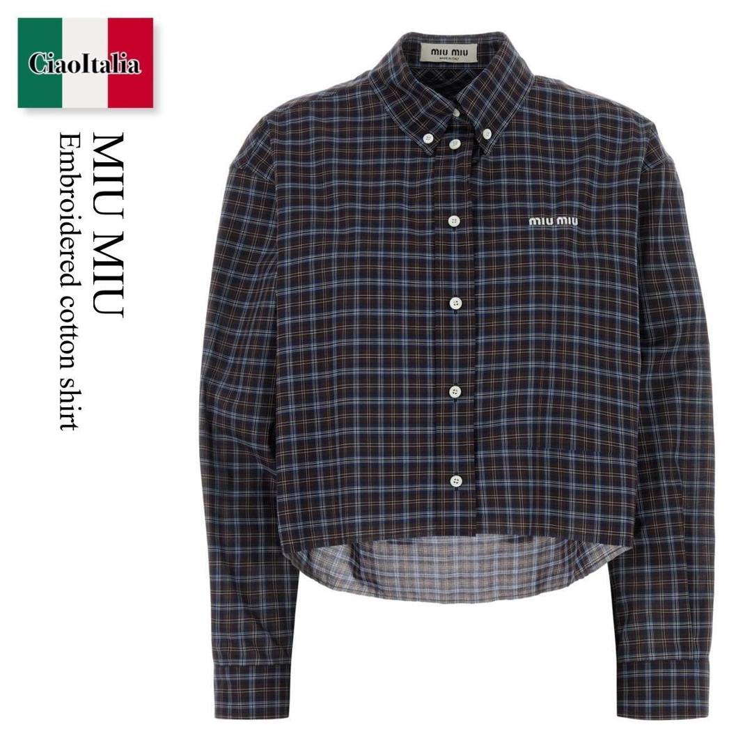 【数量限定・在庫限り・早い者勝ち！】 ミュウミュウ / Miu Miu Embroidered Cotton Shirt / MK1659 F057W / MK1659 SOOO19U3 F057W / MK1659SOOO19U3 / MK1659SOOO19U3 F057W / MK1659SOOO19U3F057W / ブラウス・シャツ｜Ciao Italia