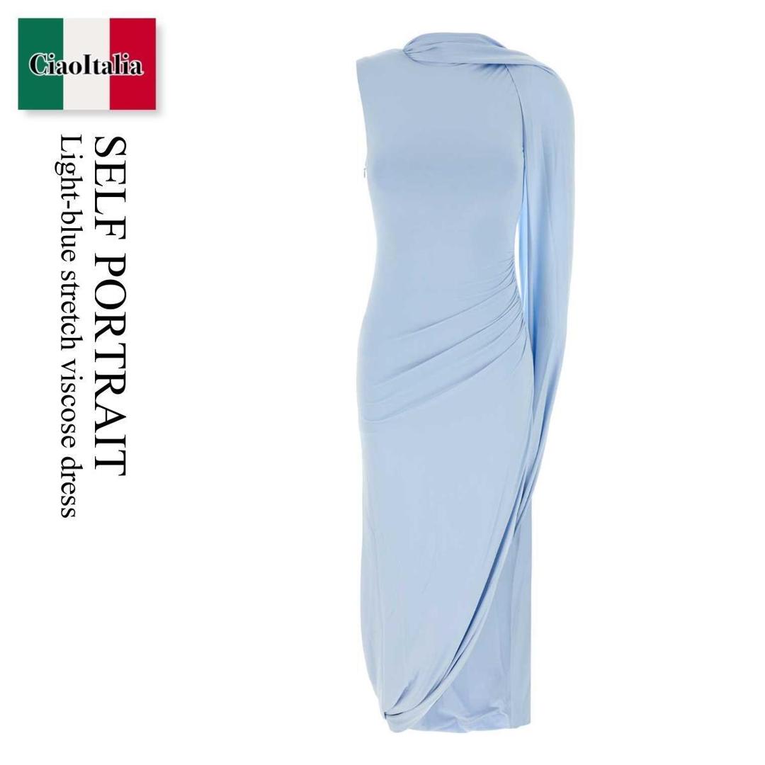 【数量限定・在庫限り・早い者勝ち！】 セルフ・ポートレイト / Self Portrait Light-Blue Stretch Viscose Dress / PF26054XABL / PF26054XABL BLUE / PF26054XABLBLUE / ワンピース｜Ciao Italia 52,647円
