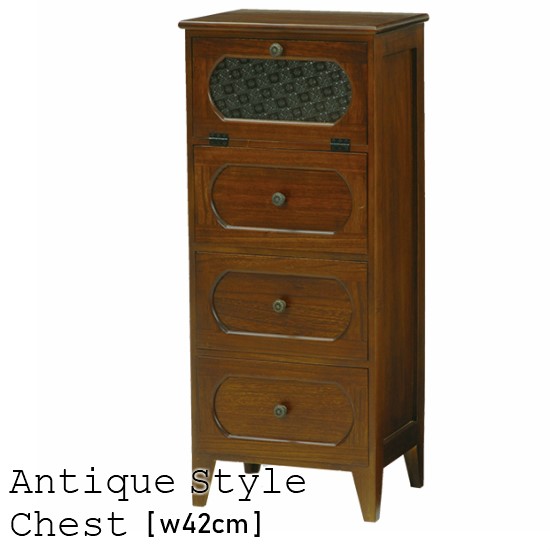 楽天市場】花柄飾りガラス レトロ チェスト 幅42cm 3段 42 高さ78cm