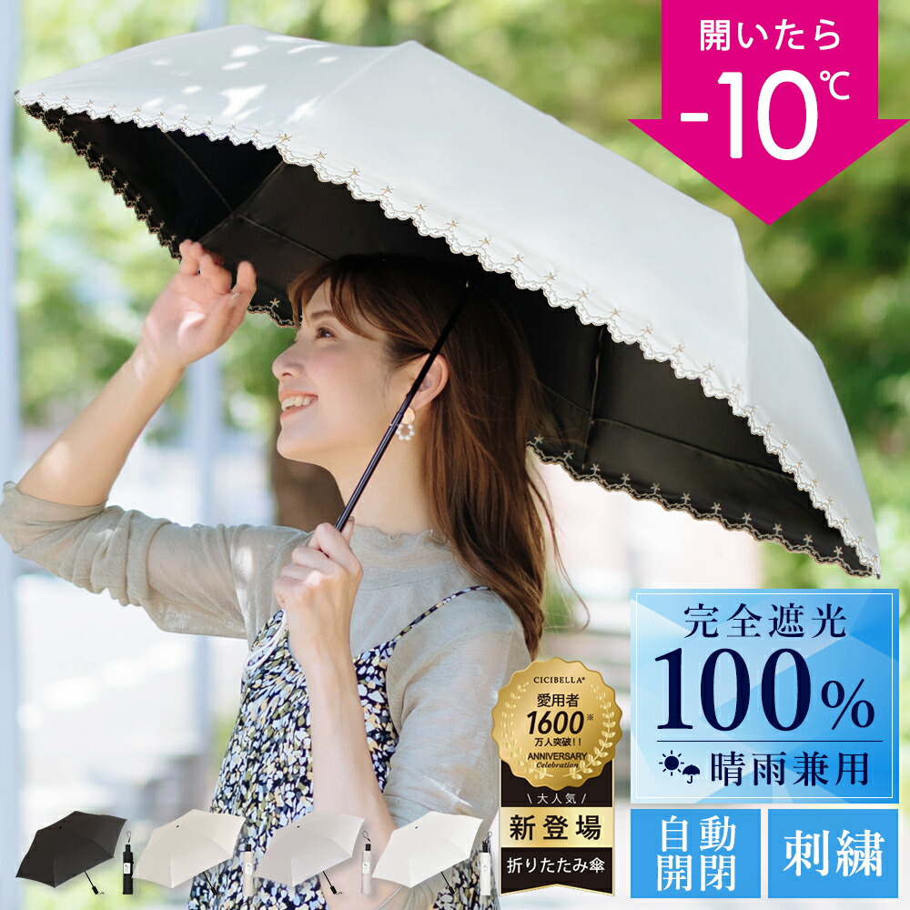楽天市場】フリル日傘 折りたたみ cicibella ワンタッチ日傘