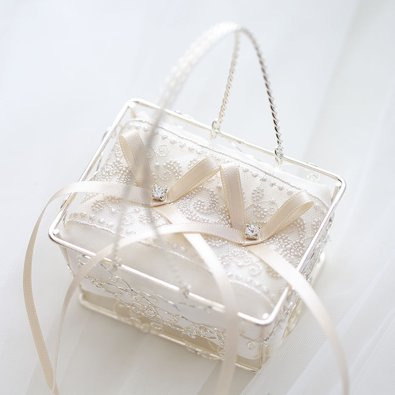 楽天市場 リングピロー 手作りキット ルミナスバスケット 手作りリングピロー ウェディング カゴ リングボーイ リングガール 人気 シンプル レース ギフト シエル 楽天市場店