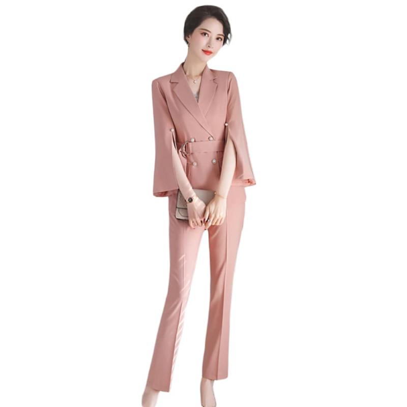 [MTKCNTL] パンツスーツ セットアップ レディース ベルト付き ブレザー 出勤服 オフィス 上下セット 長袖 フォーマル 3点セット ビジネス 通勤 スーツセット LZQ816 オフィス おおきいサイズ 無｜ciel-sora