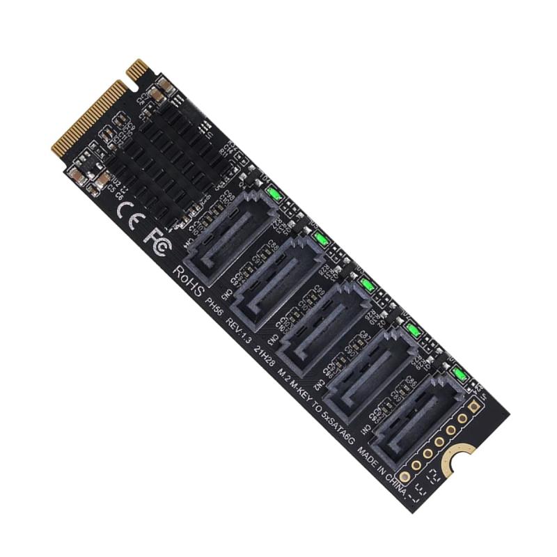 NGFF NVME Mキー PCI Express M.2 NGFFから9ポートSATA 3.0 6Gbpsアダプターコンバーターハードドライブ拡張カード2280（NASコンピューター用）（9ポートおよび5ポート）