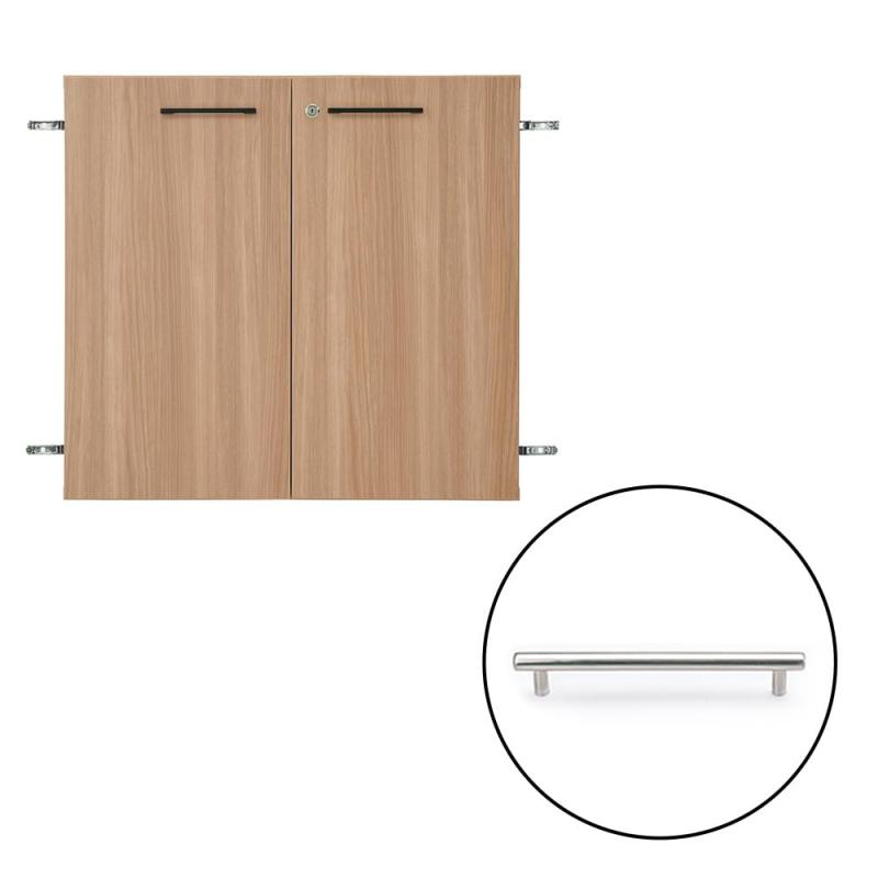 プラス Garage 木製 収納庫 KK2 ストレージ 本棚 専用扉 2段下置き用 鍵付き 木目 取手銀6 KK2-70DL 435974