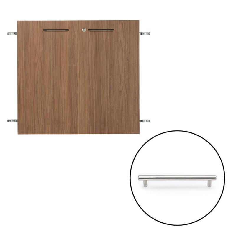 プラス Garage 木製 収納庫 KK2 ストレージ 本棚 専用扉 2段下置き用 鍵付き 濃木目 取手銀6 KK2-70DL 435989
