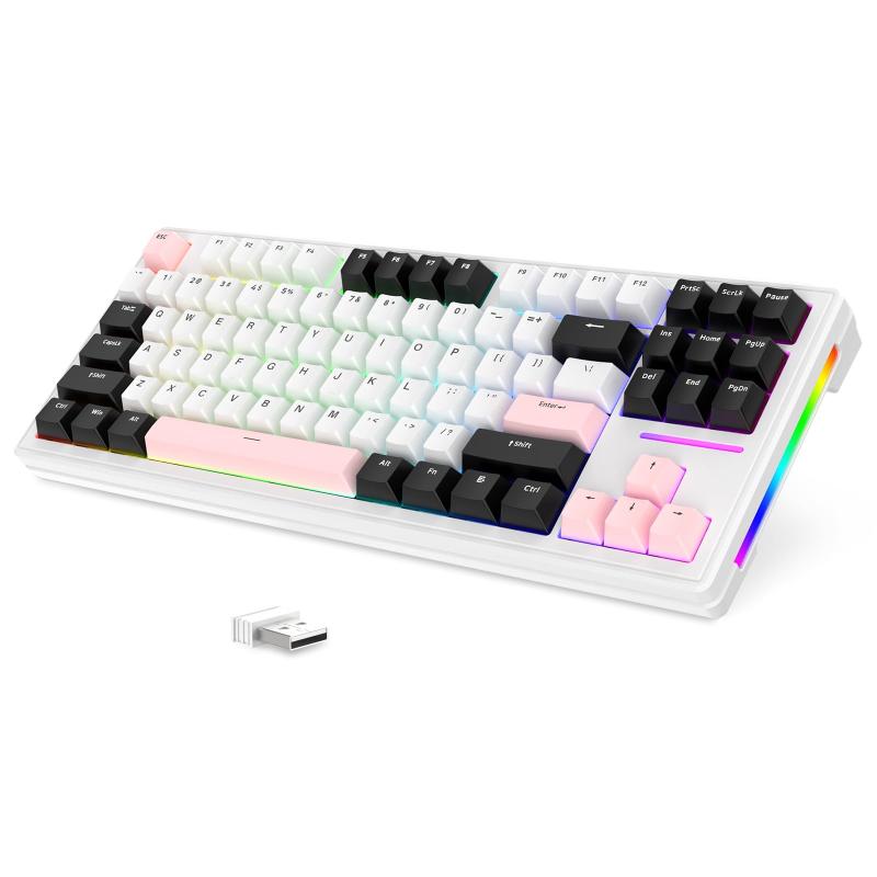 MAMBASNAKE x ATTACK SHARK M87PROV2 メカニカルゲーミングキーボード パウダーコンパクト 80% 87足がかり PBT側刻スタイルキーキャップ 3つ繋ぎ合わせる流行り物