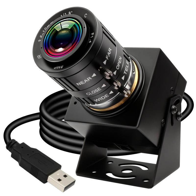 ELP 1080P 120fps マニュアルズームウェブカメラ1200万画素3.6-10mm可変焦点Webかめらコンピューター用12MP高速UVC USB2.0 PCカメラデスクトップコンピューター用産業用セキュリティカメラ3倍ズームレ