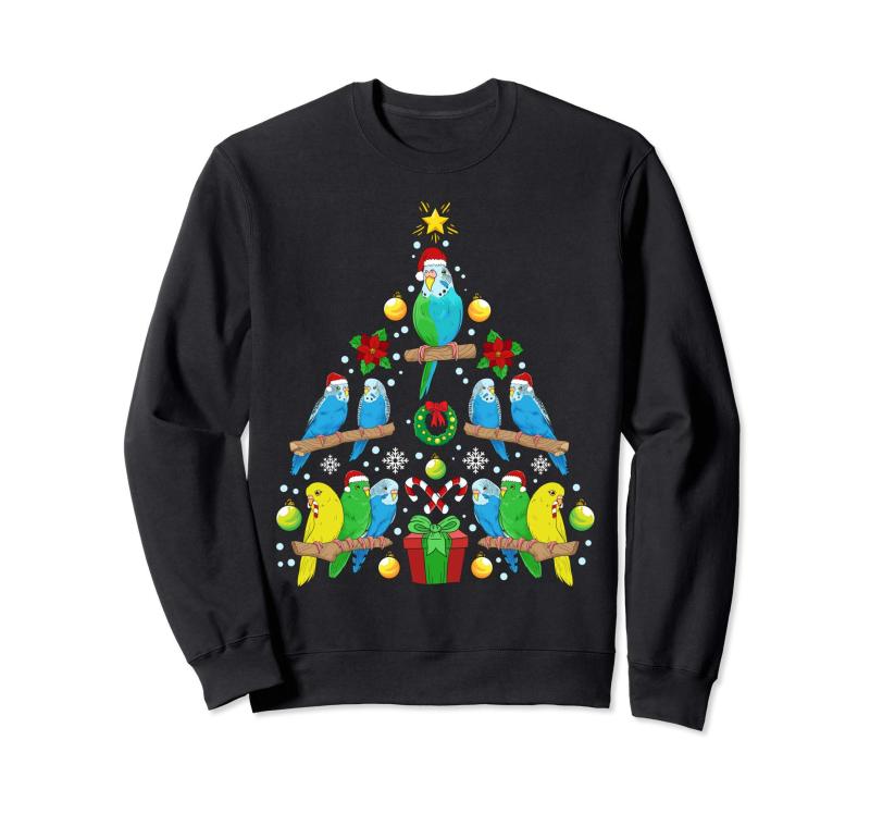 セキセイインコのクリスマスツリー 鳥のクリスマスプレゼント トレーナー