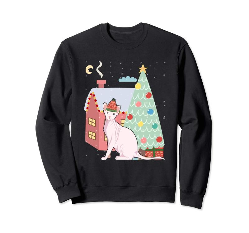 スフィンクス猫サンタクリスマスツリーおかしい トレーナー