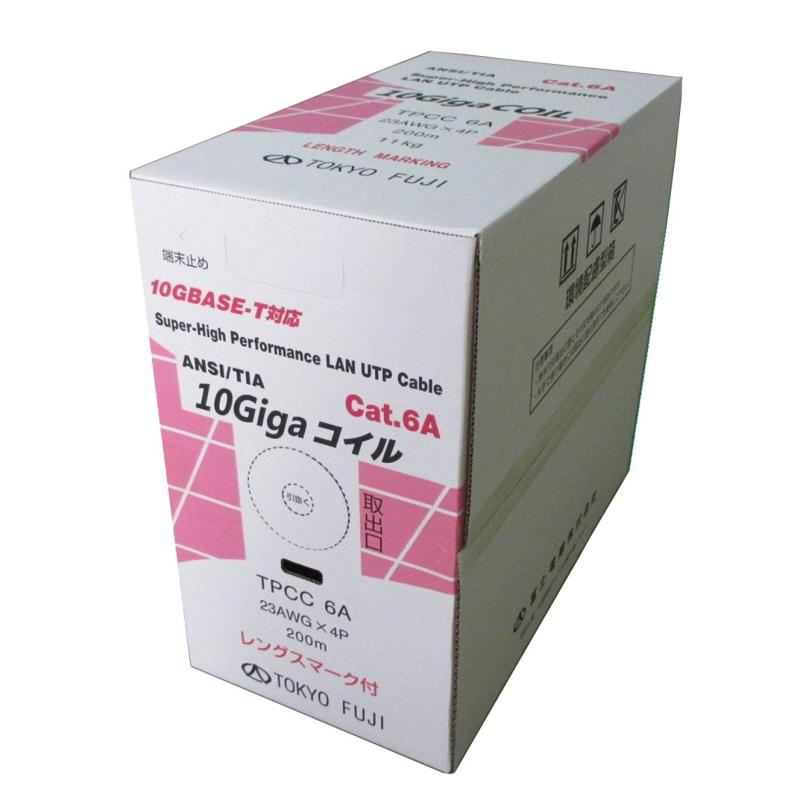 冨士電線 Cat6A 単線 <10G-T>LAN（UTP）ケーブル（200m巻） TPCC6A 23AWGX4P (ライトブルー)