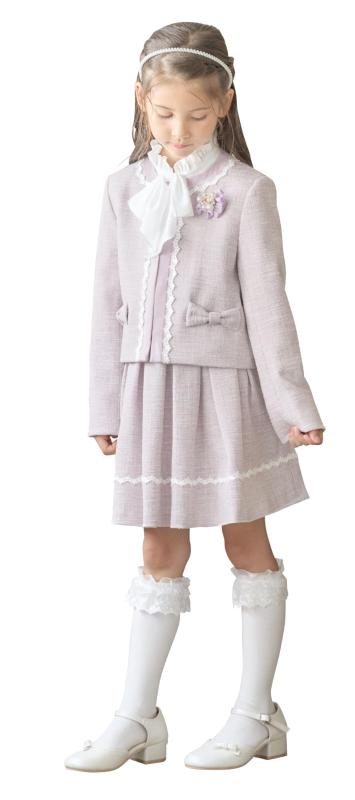 [アリサナ] 入学式 小学生 女の子 スーツ 子供服 フォーマル ヴァネッサ (ジャケット + ブラウス(リボンタイつき) + スカート の3点セット)｜ciel-sora