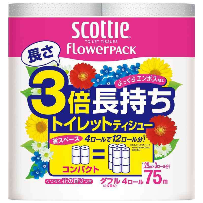 日本製紙クレシア スコッティフラワーパックＷ７５ｍ ４渦状文×１２Ｐ