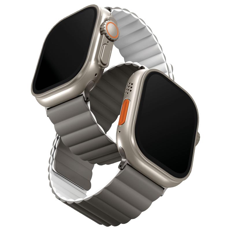 UNIQ Apple Watch バンド 49mm 46mm 45mm 44mm Series 11/10/9/8/7/6/SE/5/4/Ultra 3/Ultra 2/Ultra対応 マグネットシリコンバンド リバーシブル アップルウォッチ ベルト R
