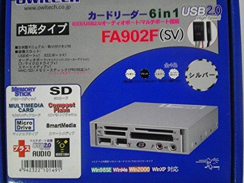 Owltech 3.5"フロントベイ内蔵カードリーダー 6in1 USB2.0 FA902F(SV) シルバー｜ciel-sora