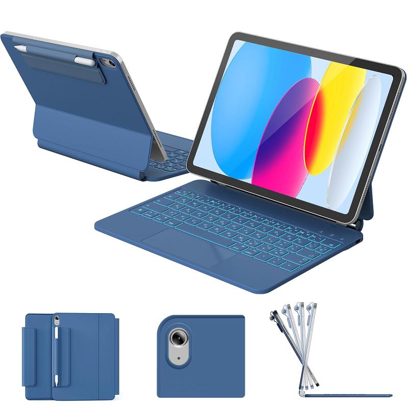 RAYMCRAFT iPad 第 11 世代 (A16, 2025) / 第 10 世代 対応 キーボードケース、iPad 第 11/10 世代 10.9 インチ用 マジックキーボード、11 色バックライト、防汚加工表面、スマートトラックパッド付き ペン|ciel-sora