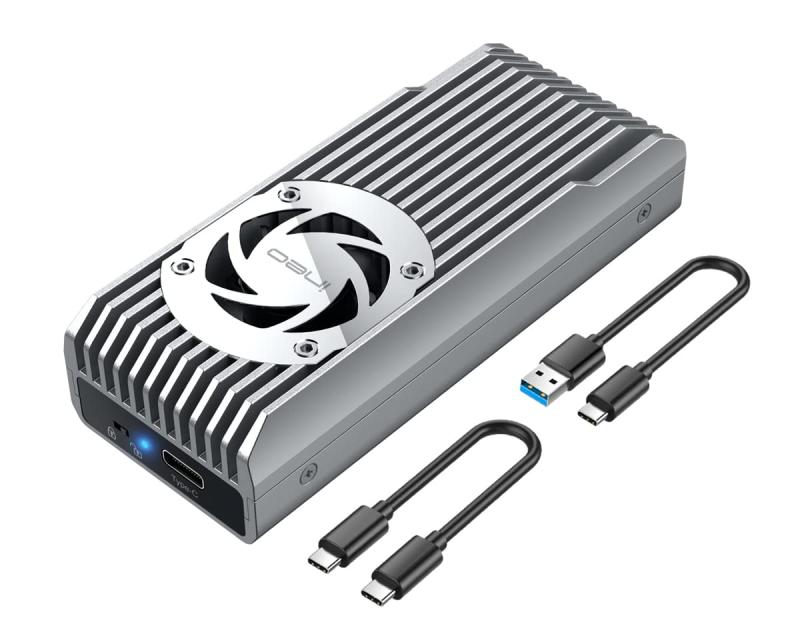 ineo M.2 PCIe NVMe SSD 放熱用のアルミ合金フィンと静音ファン内蔵 書き込み保護機能