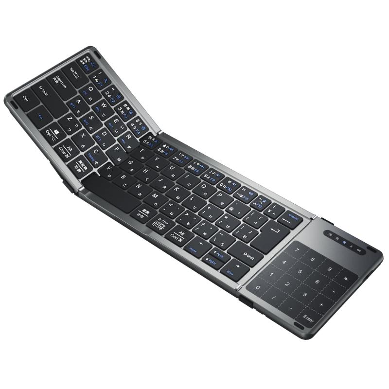 Ewin ワイヤレス キーボード bluetooth 折り畳み式 日本語配列 タッチパッド搭載 テンキー付き 三台同時接続 iOS/Android/Mac/Windows対応 軽量薄型 ipad/スマホ/タブレット/パソコン用 レザーカバー付 |ciel-sora