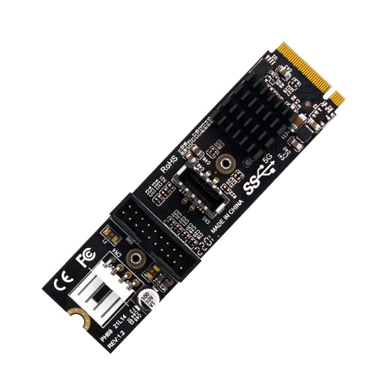 USB-C Type-E USB 3.1 フロントパネル IDC ソケットから PCI-E NVME NGFF M-Key Express カード アダプタ チップセット、マザーボード用