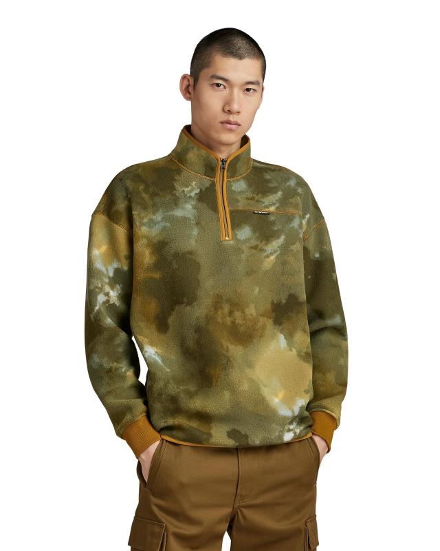 [ジースターロゥ] フリース ハーフジップ スウェット メンズ ルーズフィット FLEECE HALF ZIP LOOSE SWEATER｜ciel-sora