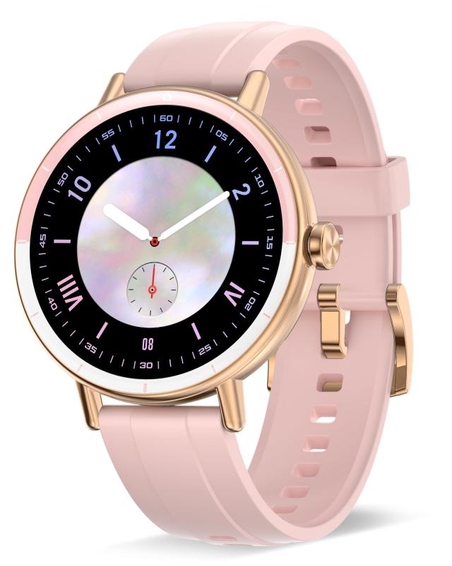 スマートウォッチ レディース 小さめ iPhone相応う\u0026amp;ヒューマノイド相応う 1.27inSmart Watch 薄型軽さ Bluetooth電話を掛ける役立つこと SMS/Line告げ知らせる 多類概念流行り物文字記号盤 丸型 スマートウォッチ 三尺帯幅18粍