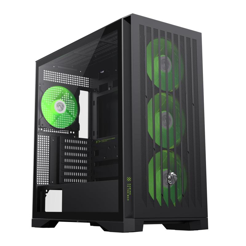GAMEMAX PCケース ミッドタワー ゲーミング 強化ガラスサイドパネル搭載 （E-ATX～ITX）対応 7スロット拡張 最大425mm GPU対応 ARGB PWMファン4基搭載 V5.0 PWM ARGBハブ＆リモコン付き (Leader 2 B｜ciel-sora