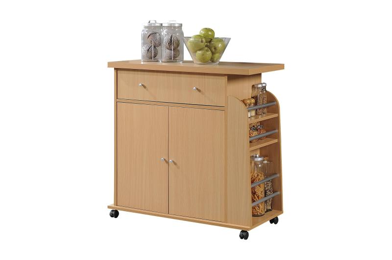 Hodedah Kitchen Island with Spice Rack and Towel Rack