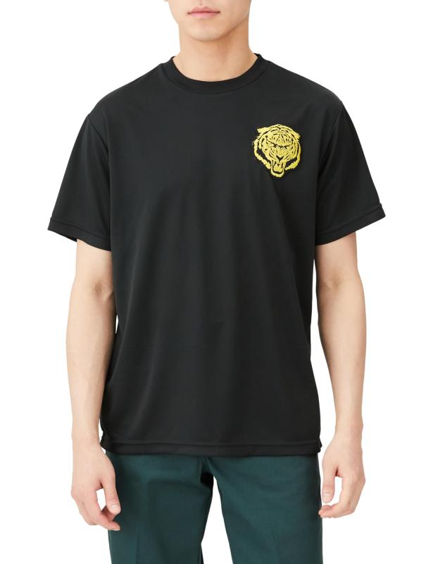 [エフスタイル] 和柄刺繍ワッペン付 UVカット･吸汗速乾 ドライTシャツ F-SD021128 ブラック