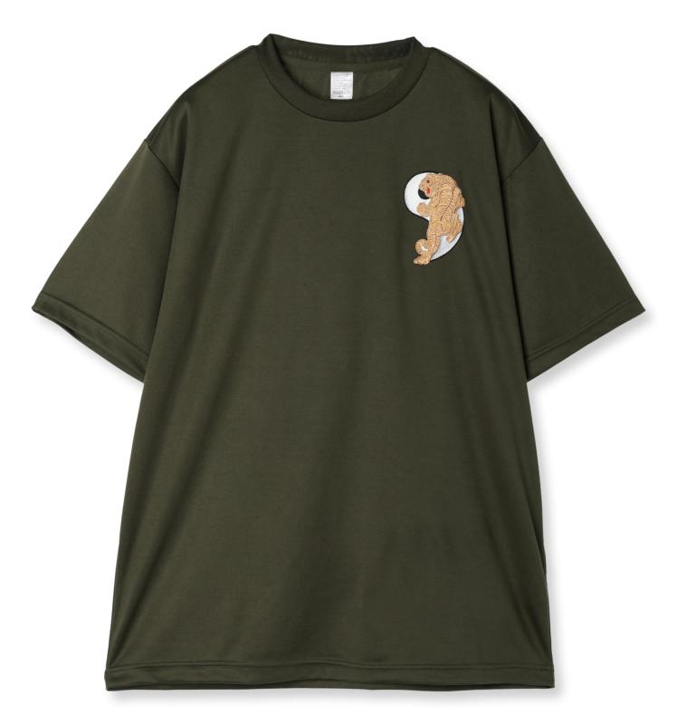 [エフスタイル] 和柄刺繍ワッペン付 UVカット･吸汗速乾 ドライTシャツ F-SD021127 アーミーグリーン