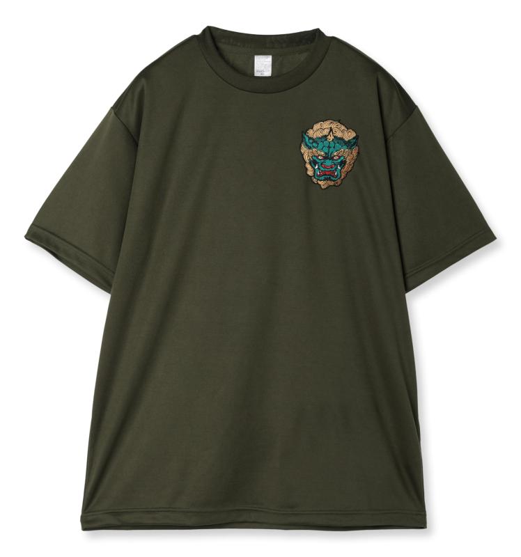 [エフスタイル] 和柄刺繍ワッペン付 UVカット･吸汗速乾 ドライTシャツ F-SD021127 アーミーグリーン