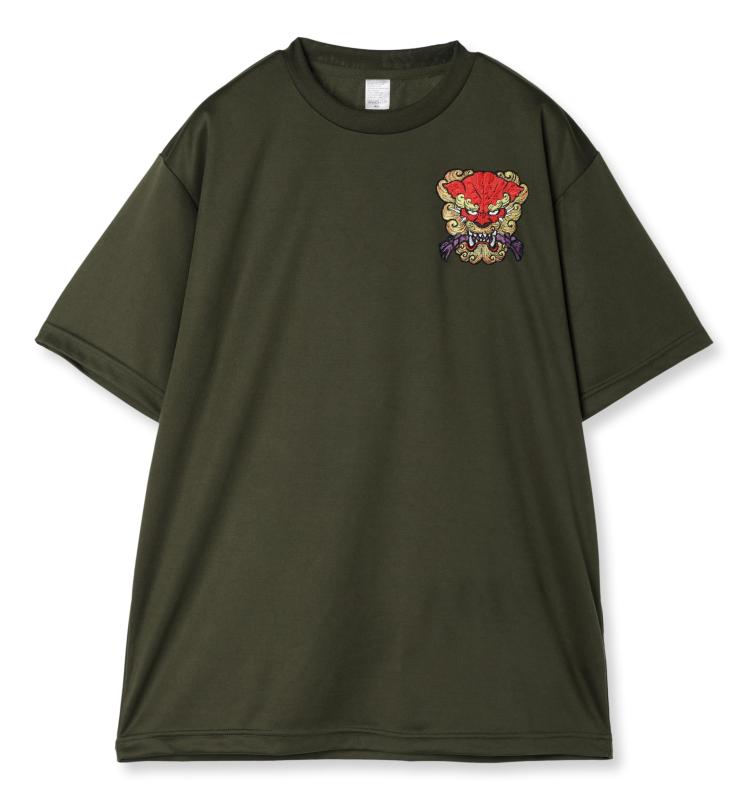 [エフスタイル] 和柄刺繍ワッペン付 UVカット･吸汗速乾 ドライTシャツ F-SD021127 アーミーグリーン