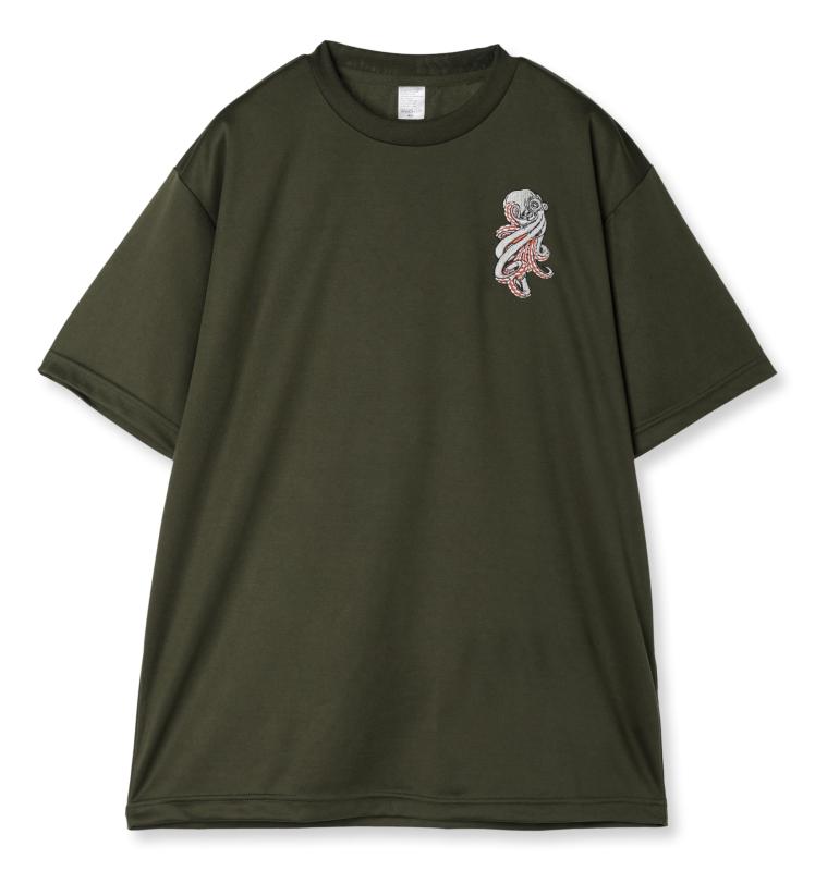 [エフスタイル] 和柄刺繍ワッペン付 UVカット･吸汗速乾 ドライTシャツ F-SD021127 アーミーグリーン