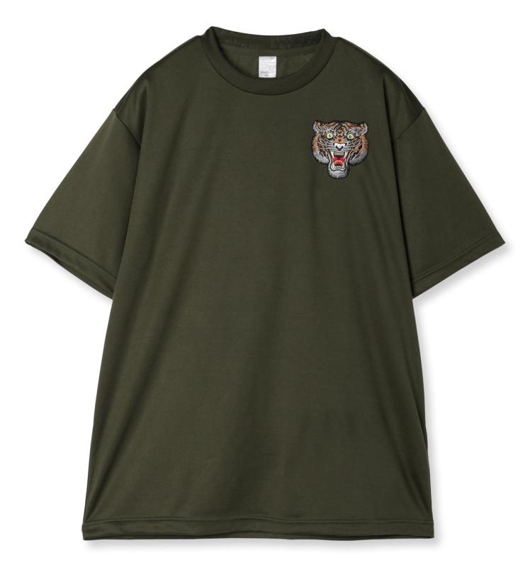 [エフスタイル] 和柄刺繍ワッペン付 UVカット･吸汗速乾 ドライTシャツ F-SD021127 アーミーグリーン
