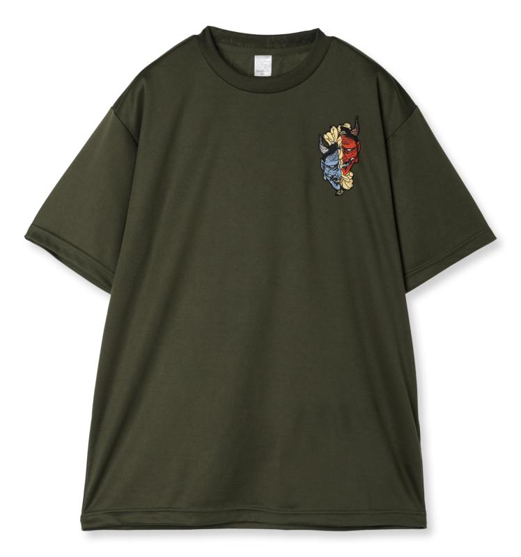 [エフスタイル] 和柄刺繍ワッペン付 UVカット･吸汗速乾 ドライTシャツ F-SD021127 アーミーグリーン