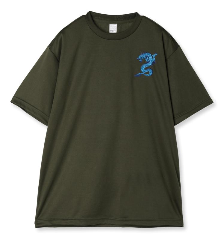 [エフスタイル] 和柄刺繍ワッペン付 UVカット･吸汗速乾 ドライTシャツ F-SD021127 アーミーグリーン