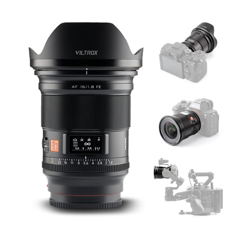 Viltrox AF 16mm F1.8 Pro FE カメラレンズ 超広角 オートフォーカス 液晶画面付き フルサイズ対応 ソニーEマウントミラーレスカメラ Alpha a7 a7II a7III a7R a7RII a7RIII a7RIV a7S