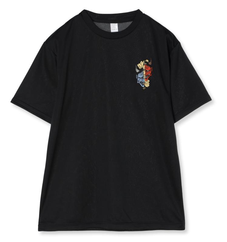 [エフスタイル] 和柄刺繍ワッペン付 UVカット･吸汗速乾 ドライTシャツ F-SD021128 ブラック