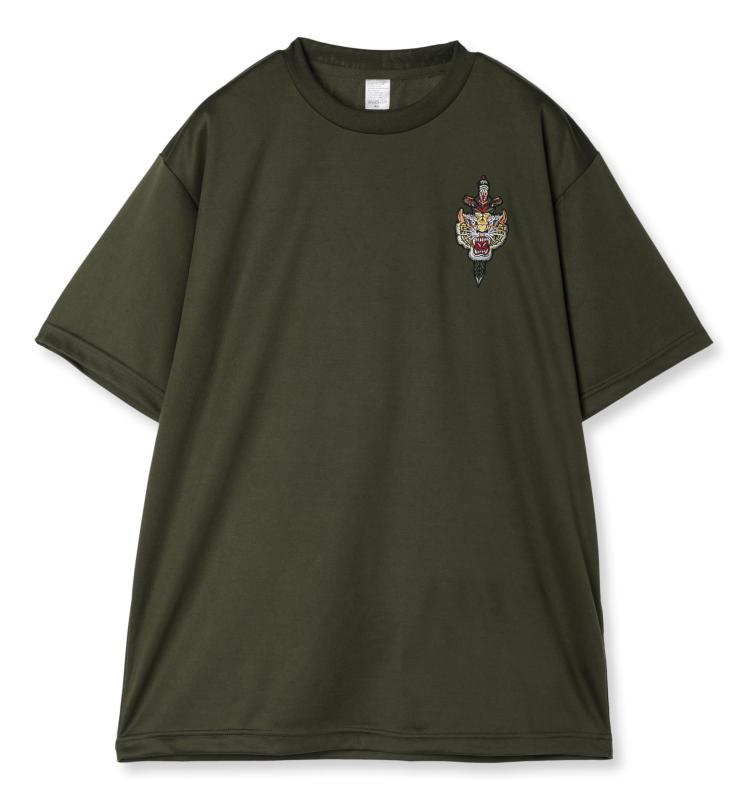 [エフスタイル] 和柄刺繍ワッペン付 UVカット･吸汗速乾 ドライTシャツ F-SD021127 アーミーグリーン