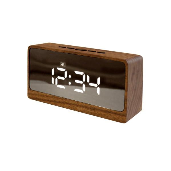 「Mirror Clock」鏡にデジタル時辰儀が浮かび上がる夢幻的な木製デジタル鏡鑑時辰儀