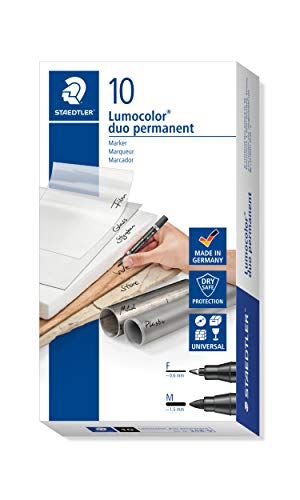 ステッドラー(STAEDTLER) 油性ペン ルモカラー デュオ ツインタイプ 0.6mm 1.5mm ブラック 10本入り 348-9*10